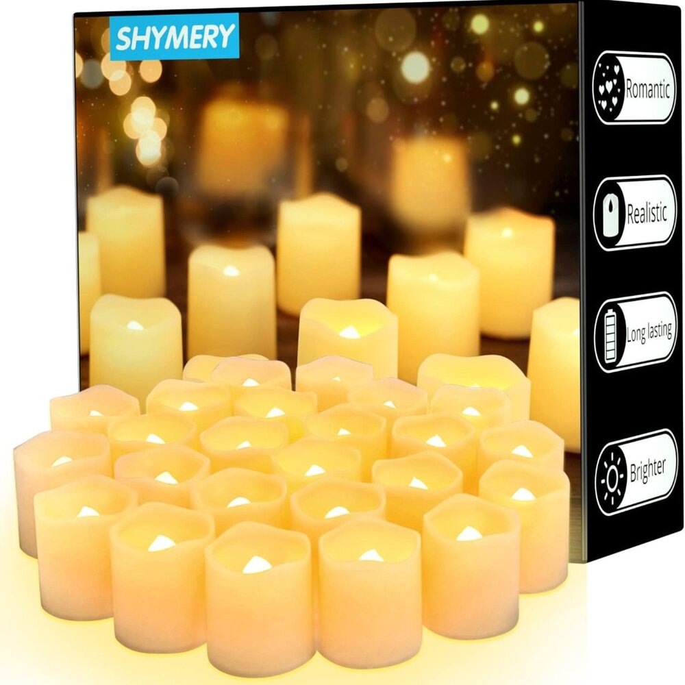 Flameless Votive Candles,50 Pack Flickering Electric Fake Battery Operated LED C